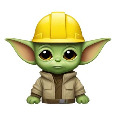 baby yoda foreman In a yellow construction helmet sticker