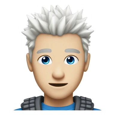 spiky white hair blue eyed young strong man with pale skin sticker