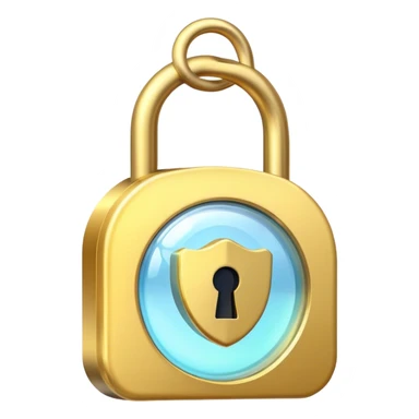 Holographic and glassmorphic golden lock sticker