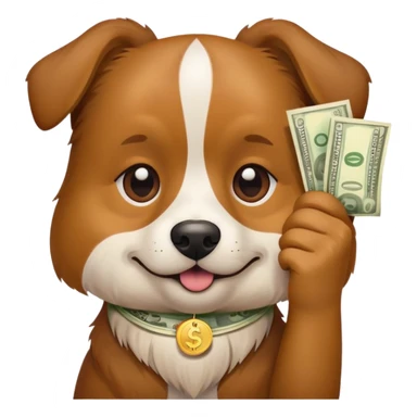 Dog with money sticker