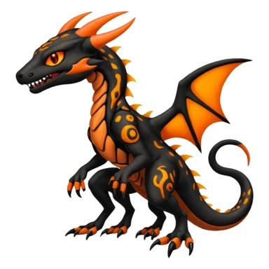 Badass edgy scaly Salandit-Houndoom-Litten-Zygarde-fusion-hybrid-animal-creature, full body sticker