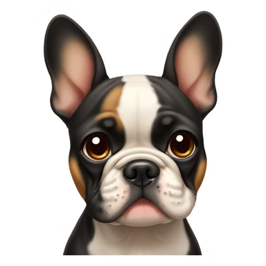 Black-and-tan French bulldog with tears and cute sad puppy eyes  sticker