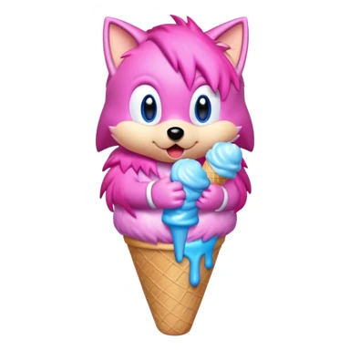 Pink sonic eating ice cream sticker