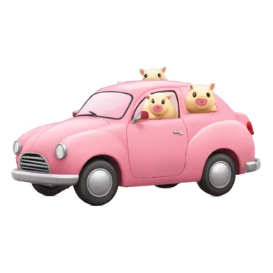 Coche de cerdito con corazones sticker