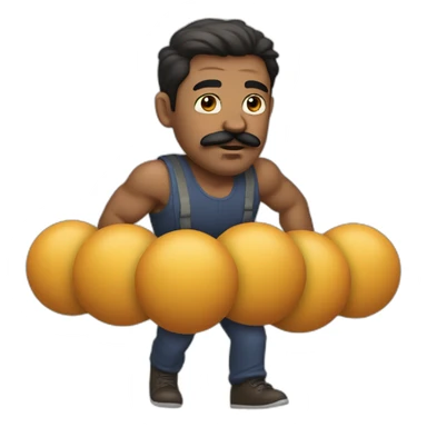 Man with mustache strenuously carrying heavy balls sticker