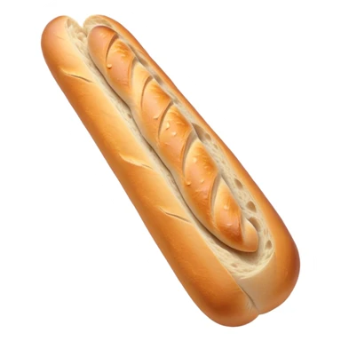 Cinematic Realistic Baguette Bread Emoji, showcasing a long, crusty baguette with a crisp exterior and soft interior rendered with lifelike textures and warm, rustic lighting. sticker