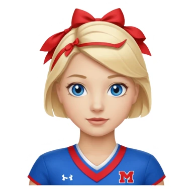 Cheerleader with blonde hair and blue eyes in a red and blue uniform sticker