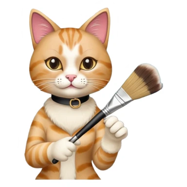 A cat with high heels and can drive a car and likes to do art sticker