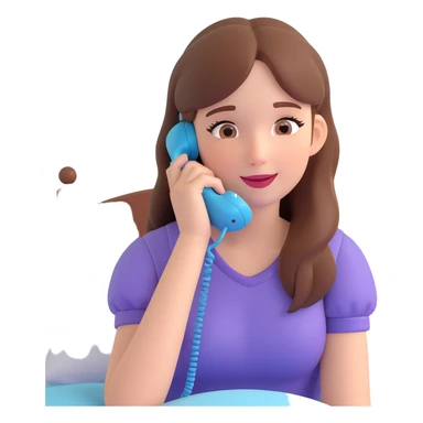 girl talking on phone bedroom background, close up pose sticker