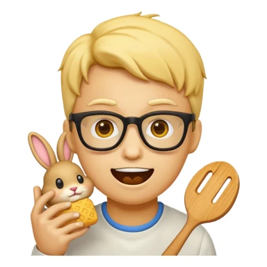 nerd face emoji eats coderabbit logo in emoji style sticker