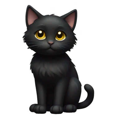 A  petite, solid black sleek furred cat. Light yellow eyes. Black pointed tufts of fluffy fur at the very tips of ears only (tip of triangle on ear). Fully body and no other color markings. Facing forward and standing with ears slightly tilted. sticker
