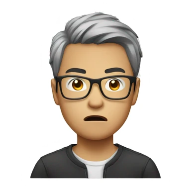 Angry Young Asian man with glasses, head only sticker