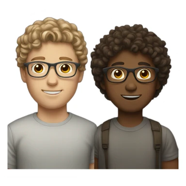 white boy with A white boy with brown curly hair and gray glasses sticker