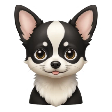 A black and white chihuahua emoji please with a thin white line on the center of head sticker