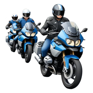 group of BMW motorcycles touring together on road sticker