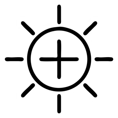 modern icon style silver or grey plus sign or sun symbol representing positivity sticker
