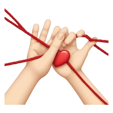 a hand with closed fingers except pinky finger and a red thread to show red thread tied up with love  string is tied like a heart  sticker