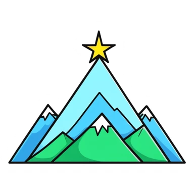 simple eight-pointed star with wide points, with only a basic mountain silhouette on it sticker