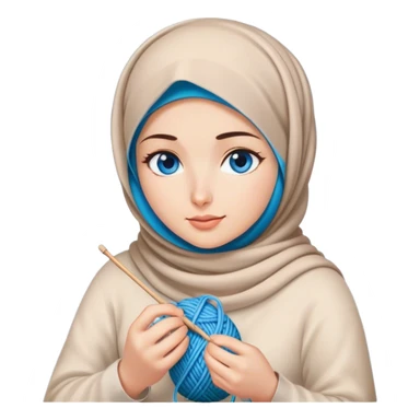 Turkish beautiful finish Konya girl blue eyes with moonshine hijab does knitting  sticker