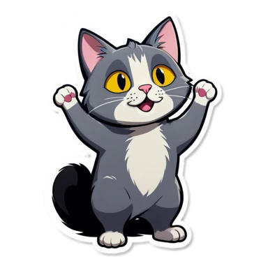 grey cat playing sticker