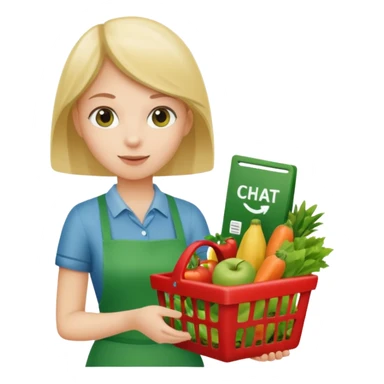 Eine Person die an der Supermarktkasse steht. Die Kasse ist gekennzeichnet als "Plauderkasse" und im grünen Design. sticker