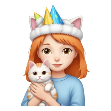 Birthday girl With cat ￼ sticker