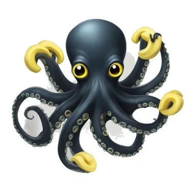 Black Alien Octopus with banana sticker