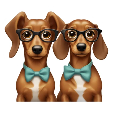 Two girl dachshunds in suits with glasses and bows sticker
