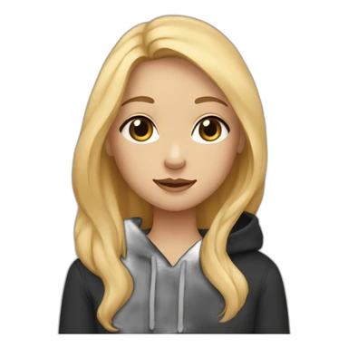 A blonde girl  with blues eyes, with straight hair and a ray,she has light skin a few freckles, and she wear a hoodies and she Carries in his arms a black labrador dog  sticker