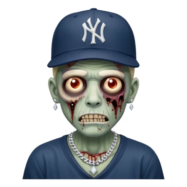 Zombie con aretes con una gorra new York yankee y una cadena de diamante hombre sticker