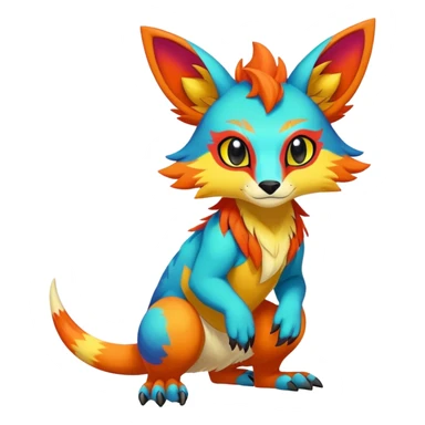 colorful anthro vernid fursona Fakemon sticker