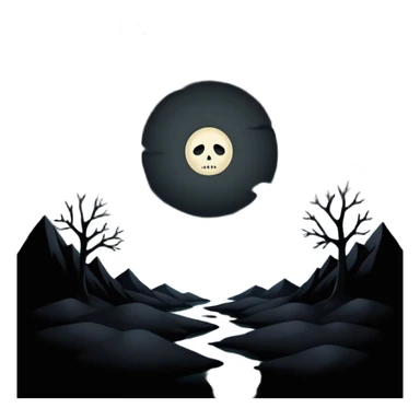 dark and eerie scene, the entire world covered in darkness. The sky is deep black with no stars or light, no moon, no glow just total void and silence. The atmosphere feels ominous and unsettling, as if darkness has swallowed everything. No characters, no visible light sources sticker