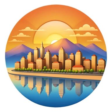 sun rising over  acity sticker