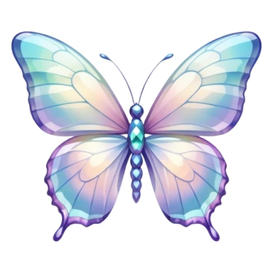 Pastel white iridescent glass crystal butterfly sticker
