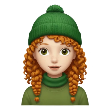  ginger girl with a green beanie with curly hair  sticker