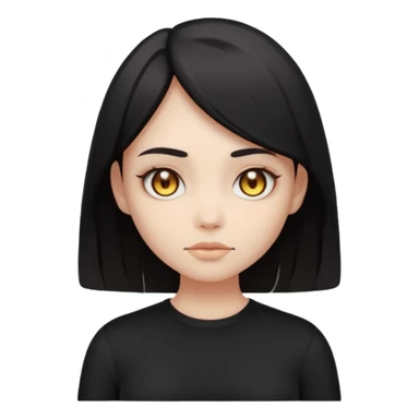 Stylized cult cartoon girl emoji, eerie-cute aesthetic, symmetrical design, subtle spooky vibe, glowing eyes, saying “AMILK”, bold graphic icon sticker
