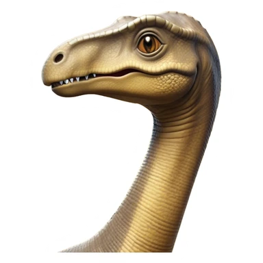 Cinematic Noble Brachiosaurus Portrait Emoji, Poised and majestic, with a towering, elongated neck stretching gracefully from a robust, column-like body, a small, gentle head with curious eyes, and subtle, textured skin in earthy tones, Simplified yet sharply defined features, highly detailed, glowing with a soft, golden radiance, high shine, intelligent and serene, stylized with an air of prehistoric grandeur, focused and calm, soft glowing outline, capturing the essence of a watchful and confident Brachiosaurus that appears ready to gracefully emerge from the screen with effortless power! sticker
