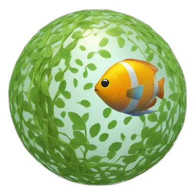 3d sphere with a cartoon hypnotic vine Tropical Fish skin texture sticker