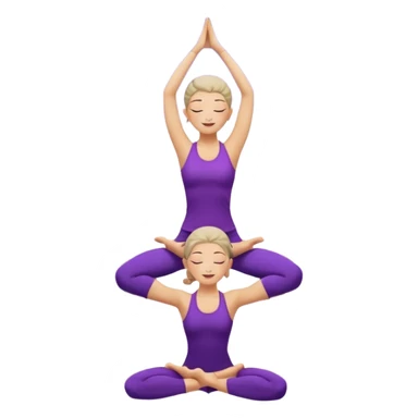 A serene woman wearing purple yoga clothes balancing in tree pose, stars around her, meditative aura. sticker