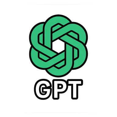 geometric GPT icon, green and white, digital, simple and bold sticker