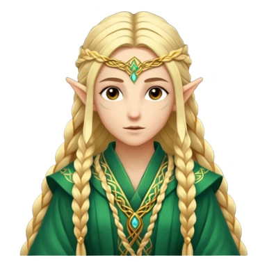 mystic elf, long golden braid, glowing runes on robe sticker