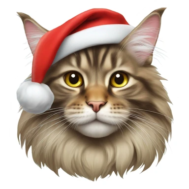 maine coon cat in santa hat  sticker