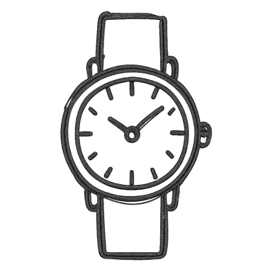 watch, hand drawn outlined icon style, sketchy lines, no fill sticker
