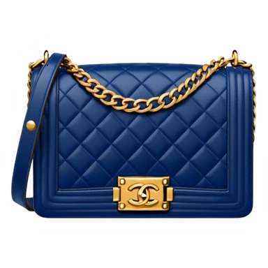 chanel le boy dark blue bag with gold hardware sticker