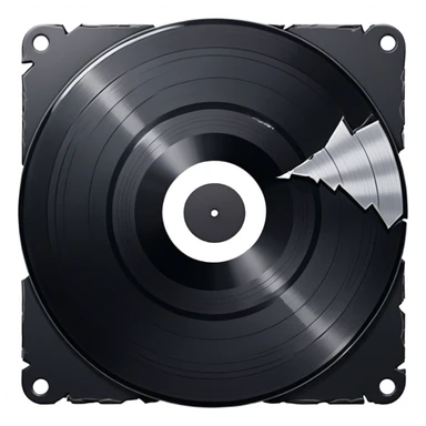A record broken in two, jagged edges down the middle  sticker