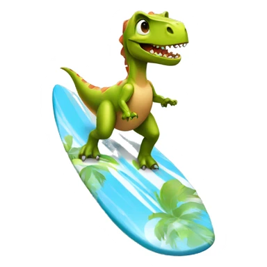 Dinosaur riding a surfboard  sticker
