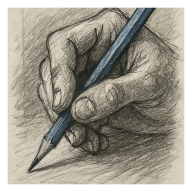 Change the pencil to blue, keep everything else the same in a pencil sketch style. sticker