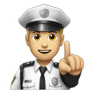 White police person point finger up sticker