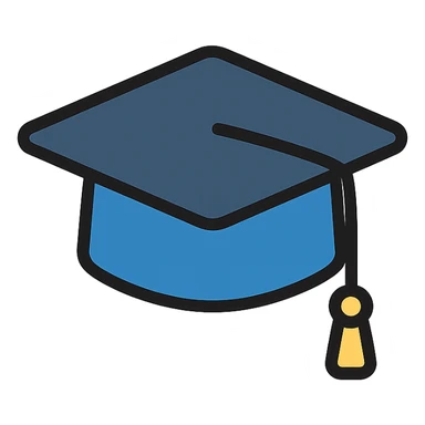graduation cap in a modern style, clean lines, minimalistic color outline icon sticker