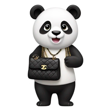 Panda carrying a Chanel classic flap bag sticker